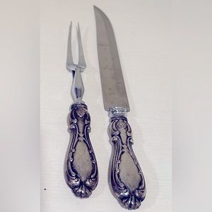 Vintage Sheffield Ornate Carving Knife and Fork Set